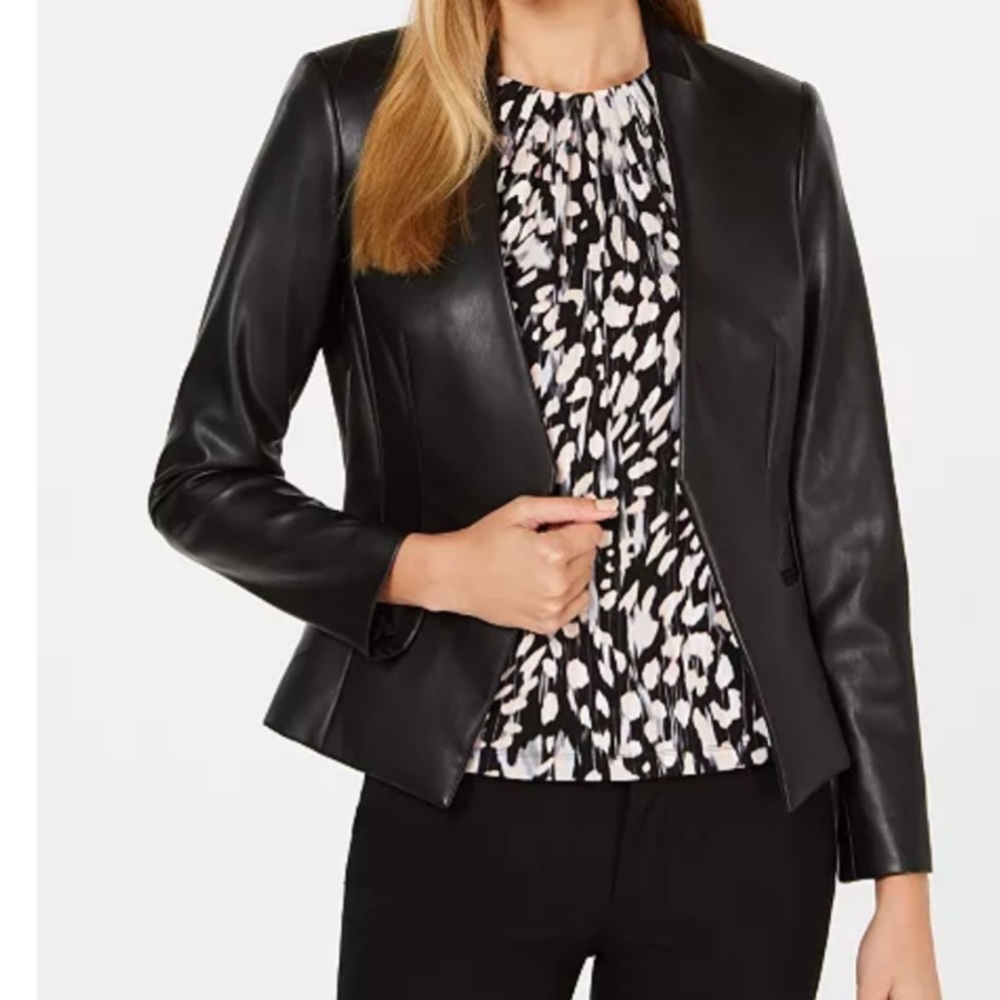 Calvin Klein Asymmetrical Faux Leather Jacket